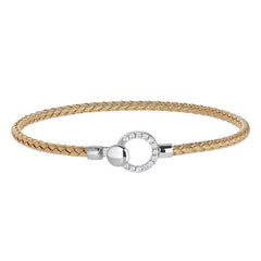 Open Circle Top Closure Basketweave Bracelet