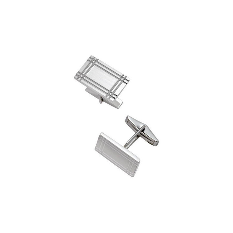 Rectangle Cufflinks with Plaid Border