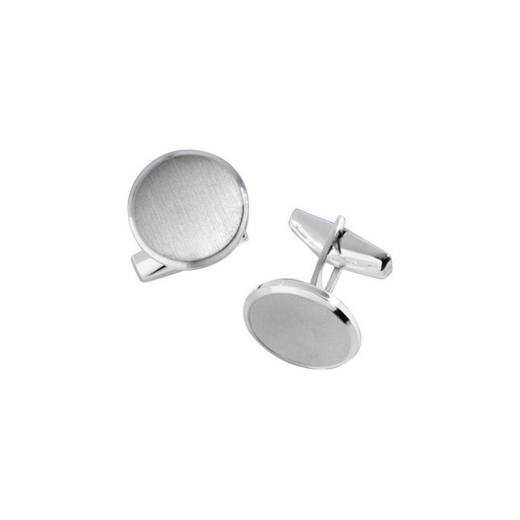 Brushed Round Cufflinks with Border