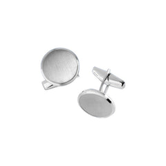 Brushed Round Cufflinks with Border
