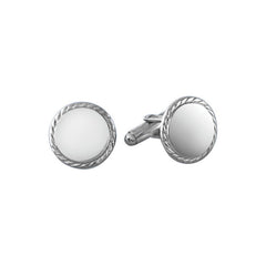Round Polished Cufflinks with Rope Edge