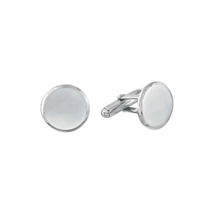 Round Polished Cufflinks with Beveled Edge