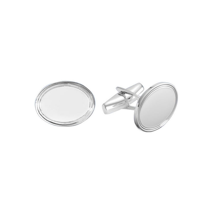 Polished Oval Cufflinks with Triple Border