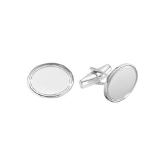 Polished Oval Cufflinks with Triple Border
