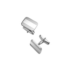 Rectangle Plaid Edge Polished Center Cufflinks