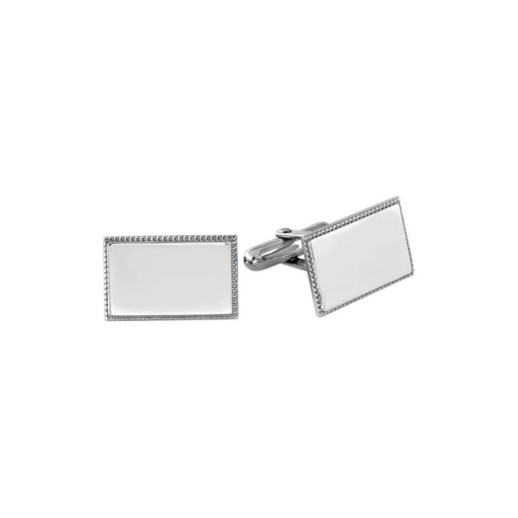Polished Rectangle Cufflinks with Beaded Edge