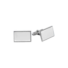 Polished Rectangle Cufflinks with Beaded Edge