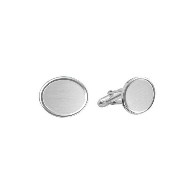 Oval Satined Cufflinks with Polished Border