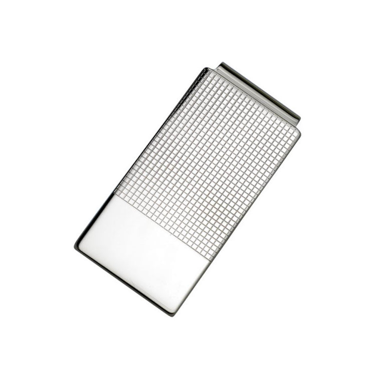 Hinged Wide Grid Pattern Money Clip with End Signet