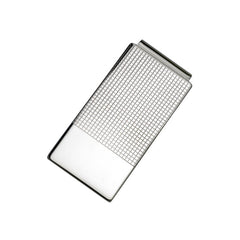 Hinged Wide Grid Pattern Money Clip with End Signet