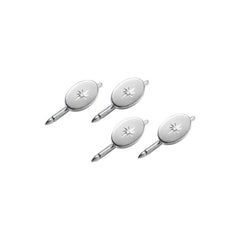 Polished Oval Star Cut Stud Set with Diamond