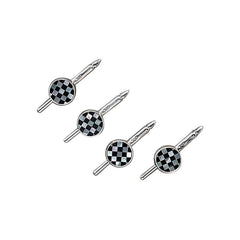Round Onyx and Mother of Pearl Checkered Stud Set