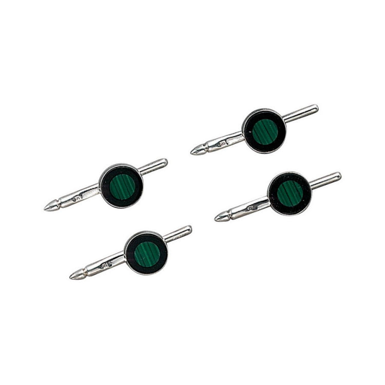 Round Malachite Stud Set with Onyx Border