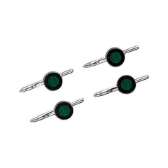 Round Malachite Stud Set with Onyx Border
