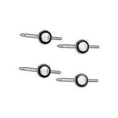 Round Mother of Pearl Stud Set with Onyx Border