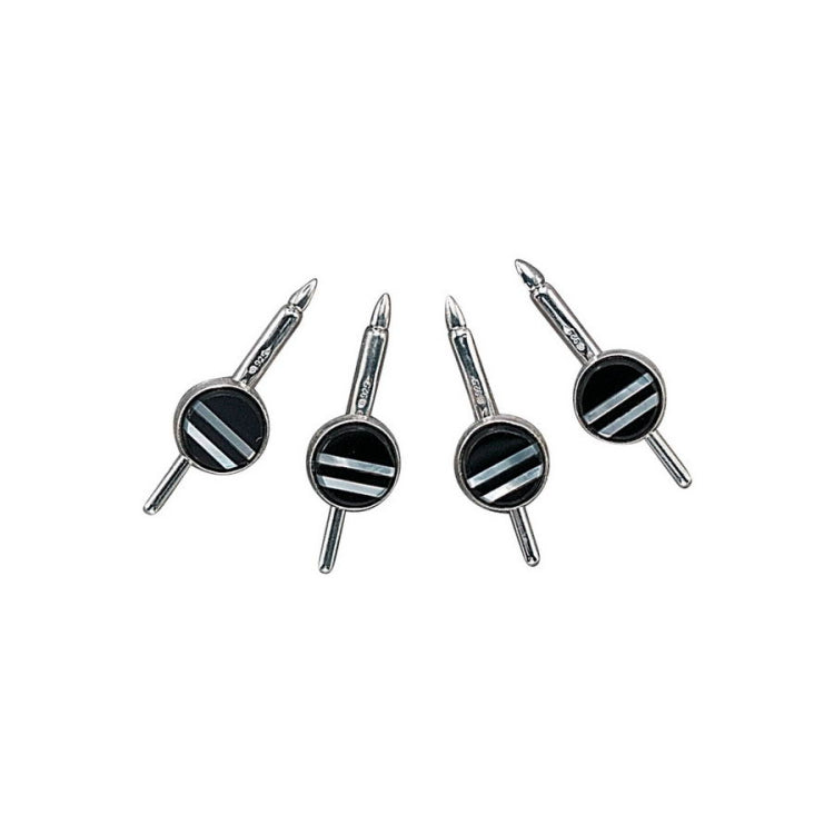 Round Onyx Stud Set with Mother of Pearl Stripes