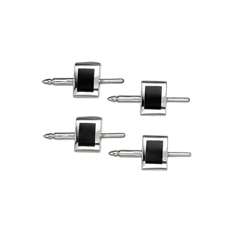 Rectangle Cufflinks with Onyx Inlay