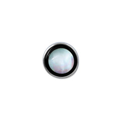 Round Mother of Pearl Tie Tack with Onyx Border