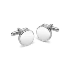 Round Polished Cufflinks with Beaded Edge