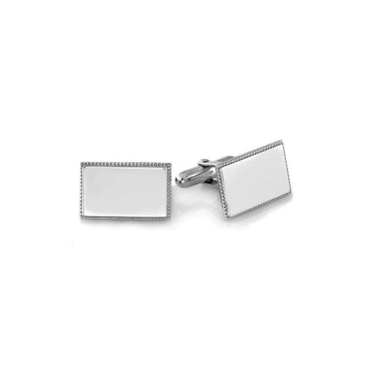 Rectangle Polished Cufflinks with Beaded Edge