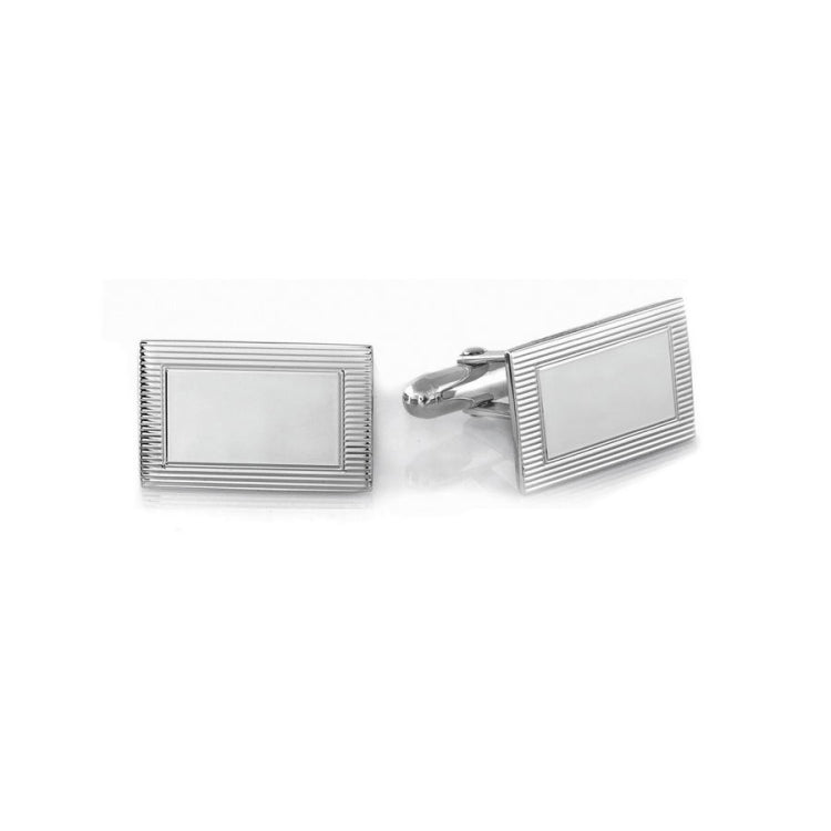 Rectangle Polished Cufflinks with Lined Border