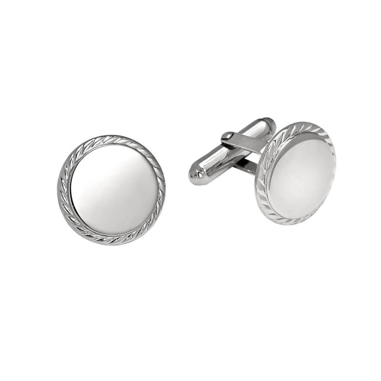 Round Polished Cufflinks with Rope Edge