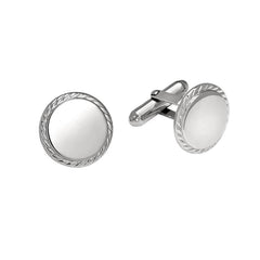 Round Polished Cufflinks with Rope Edge