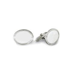 Polished Oval Cufflinks with Double Line Border