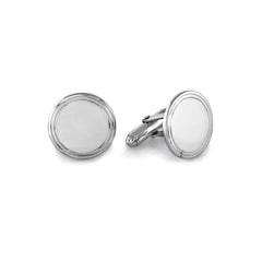 Polished Round Cufflinks with Double Line Border