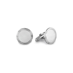 Large Polished Round Cufflinks with Double Line Border