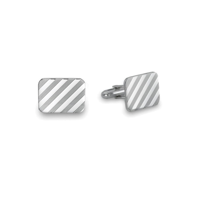 Large Cushion Cufflinks with Diagonal Lines
