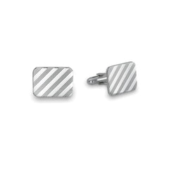 Large Cushion Cufflinks with Diagonal Lines