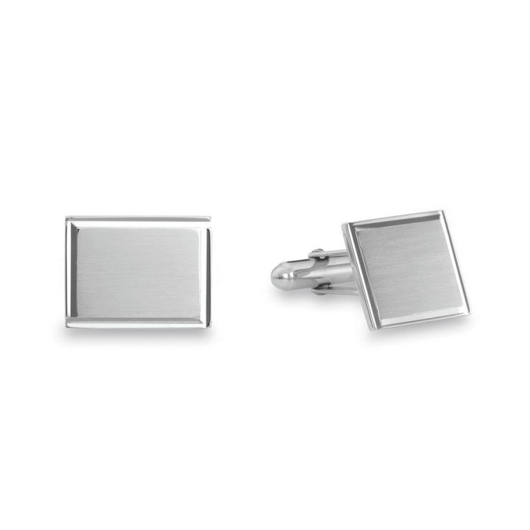 Brushed Rectangle Cufflinks with Diamond -ut Border