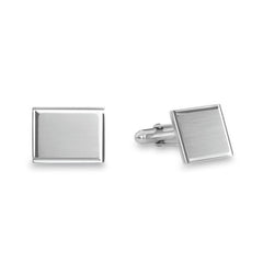 Brushed Rectangle Cufflinks with Diamond -ut Border
