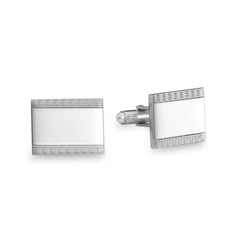 Rectangle Cufflinks with Wave Design Edges