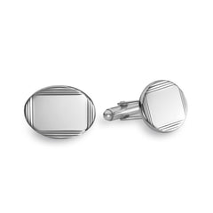 Polished Oval Cufflinks with Linear Border