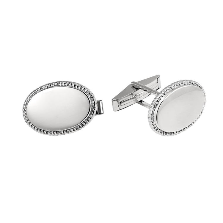 Polished Oval Cufflinks with Beaded Border