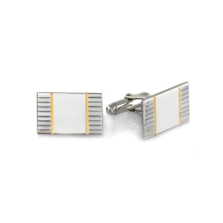 Two Tone Rectangle Lined Cufflinks