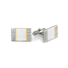 Two Tone Rectangle Lined Cufflinks