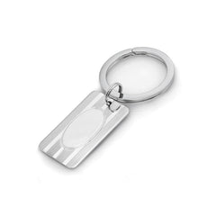 Lined Rectangle Key Ring with Polished Oval Center