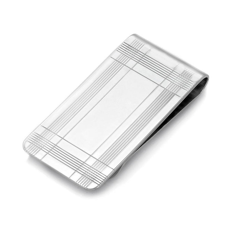 Polished Money Clip with Plaid Border