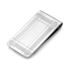 Polished Money Clip with Plaid Border