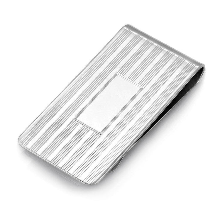 Lined Hinged Money Clip with Polished Rectangle Center