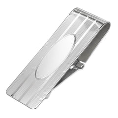 Hinged Lined Money Clip with Polished Oval Center