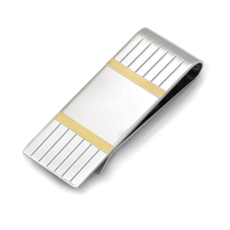 Two Tone Lined Money Clip with Polished Center