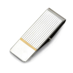Two Tone Hinged Money Clip with Polished Center