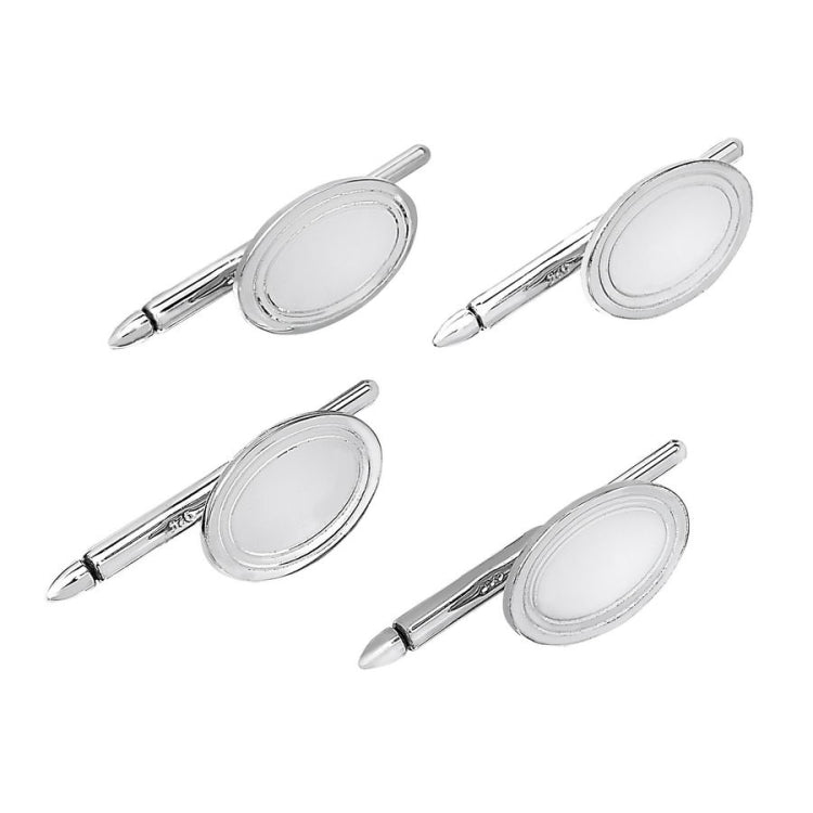 Polished Oval Stud Set with Double Line Border