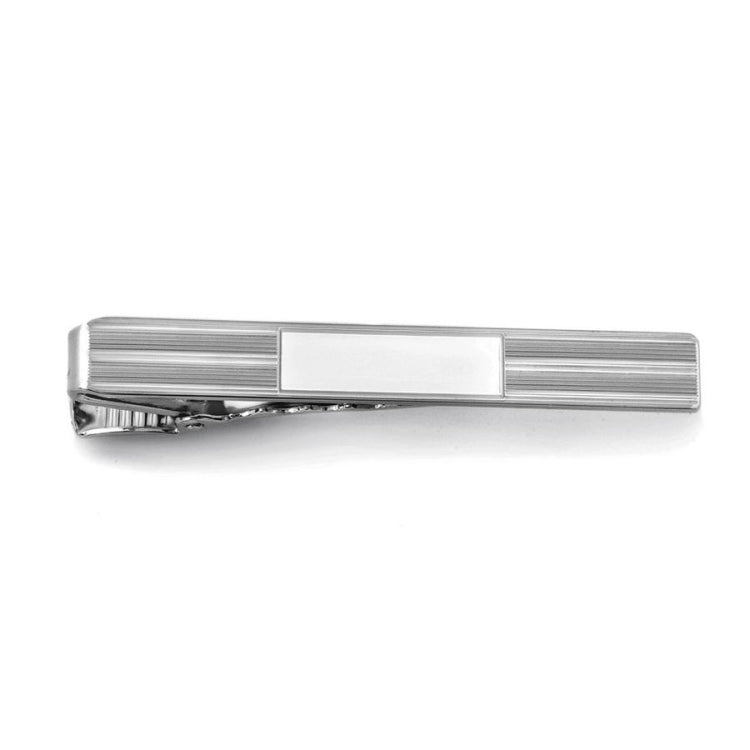 Lined Tie Bar with Polished Center