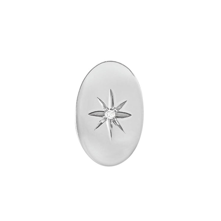 Oval Polished Tie Tack with Diamond