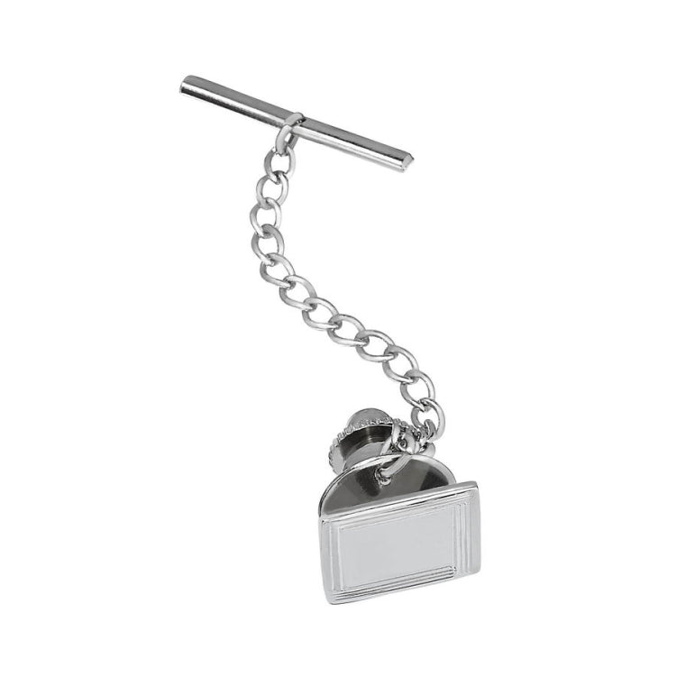 Square Polished Tie Tack with Lined Border